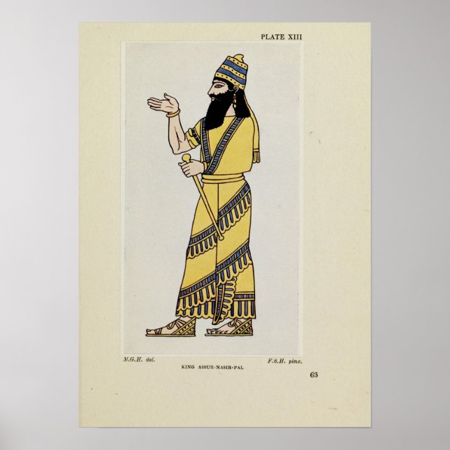 Poster Rei Assur-Nasir-Pal figurino assírio antigo  (Frente)
