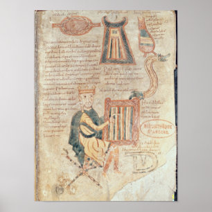Pôster Rei David que joga um saltério de um psalter