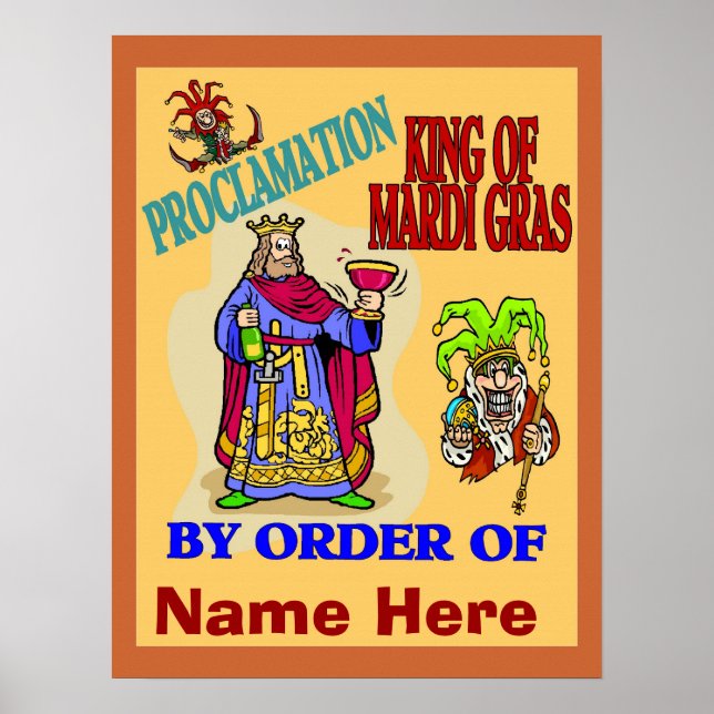 Pôster Rei De Mardi Gras, Adicione Nomes, (Frente)