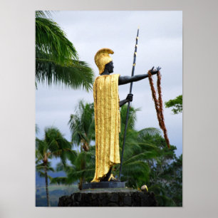 Pôster Rei havaiano Kamehameha Estátua, vista lateral