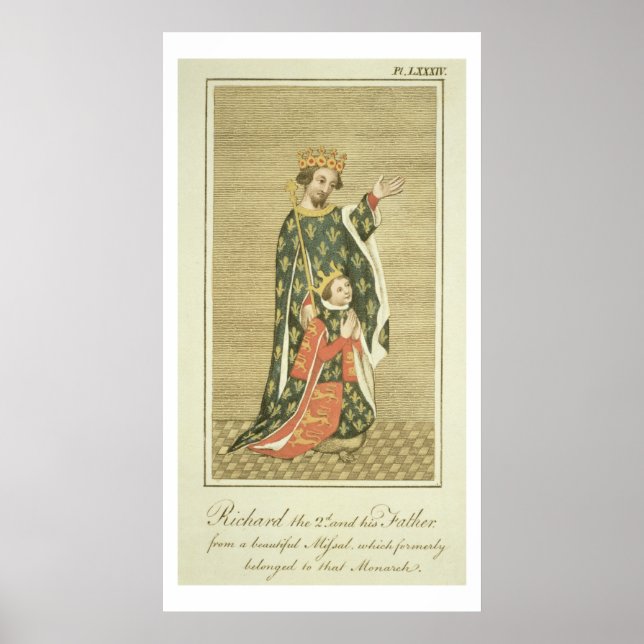 Pôster Rei Richard II (1367-1400) com seu pai Edward (Frente)