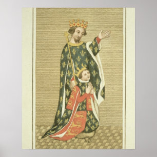 Pôster Rei Richard II (1367-1400) com seu pai Edward
