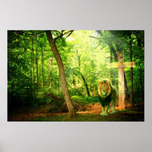 Poster Rei triunfante (arte cristã do leão)