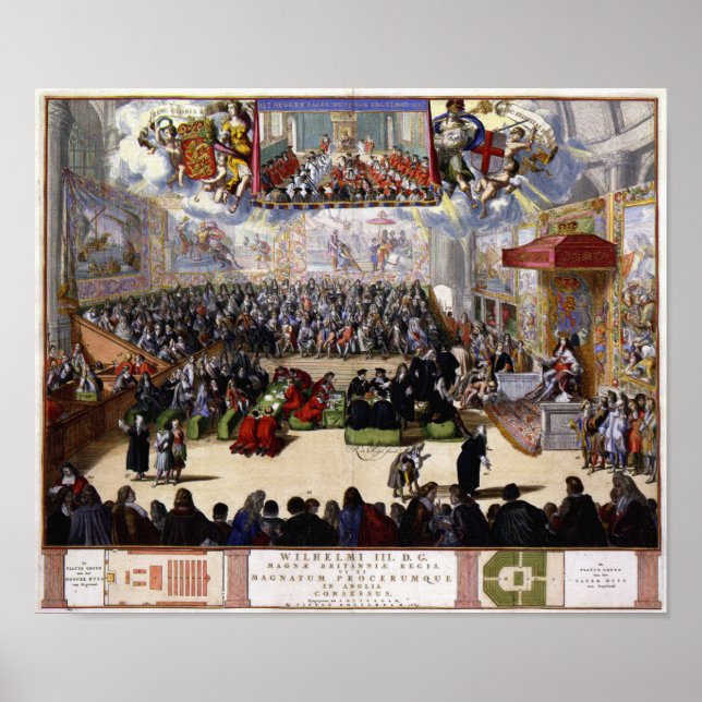 Poster Rei William III e a Câmara dos Comuns 1689 (Frente)