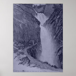 Poster Reichenbach Falls - Sidney Paget - Blue Tint