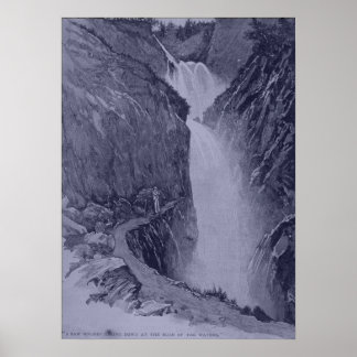 Poster Reichenbach Falls - Sidney Paget - Blue Tint