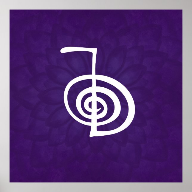 Poster Reiki Cho Ku Rei - em lótus roxa (Frente)