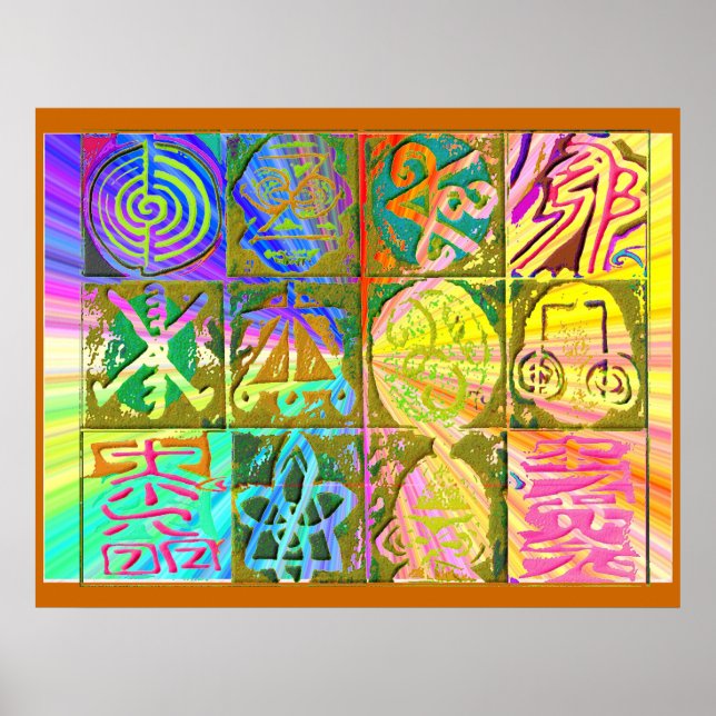 Pôster REIKI Karuna : Símbolos de Arte do Estilo Vintage (Frente)