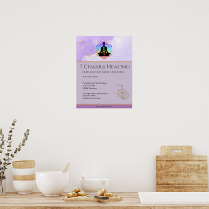 Poster Reiki Master Zen Lavanda Chakra Energy Healer