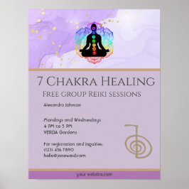 Poster Reiki Master Zen Lavanda Chakra Energy Healer