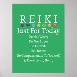 Poster Reiki Principles Precepts Green
