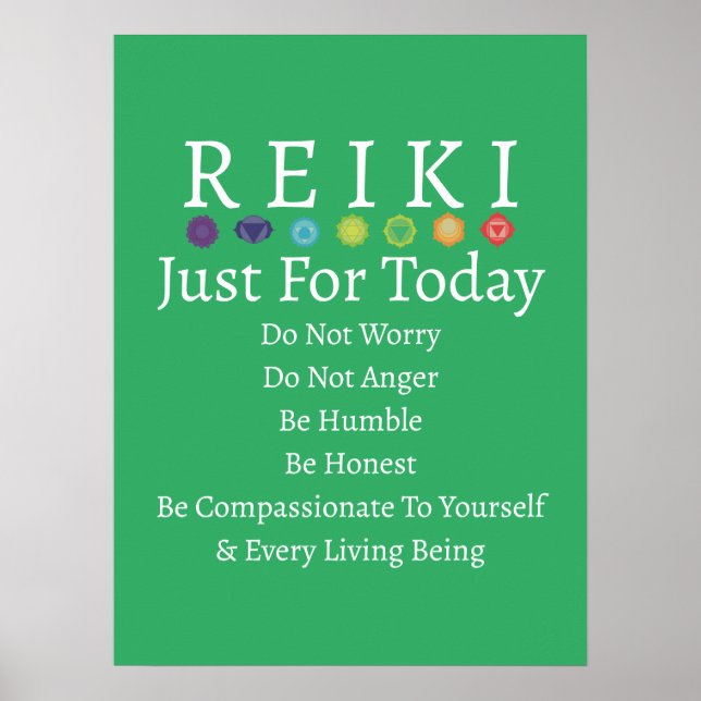 Poster Reiki Principles Precepts Green (Frente)