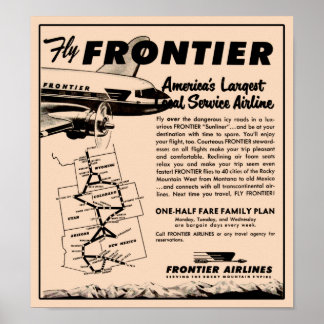 Pôster Reimpressão Ad Frontier Airlines 1953