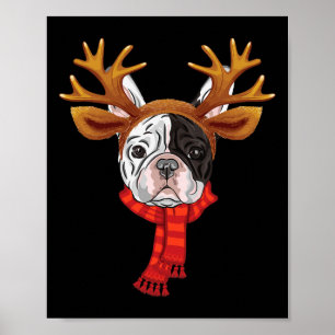 Poster Reindeer Antlers Xmas para o Buldogue Francês