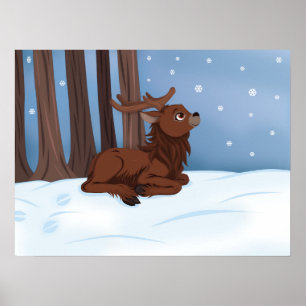Pôster Reindeer de inverno