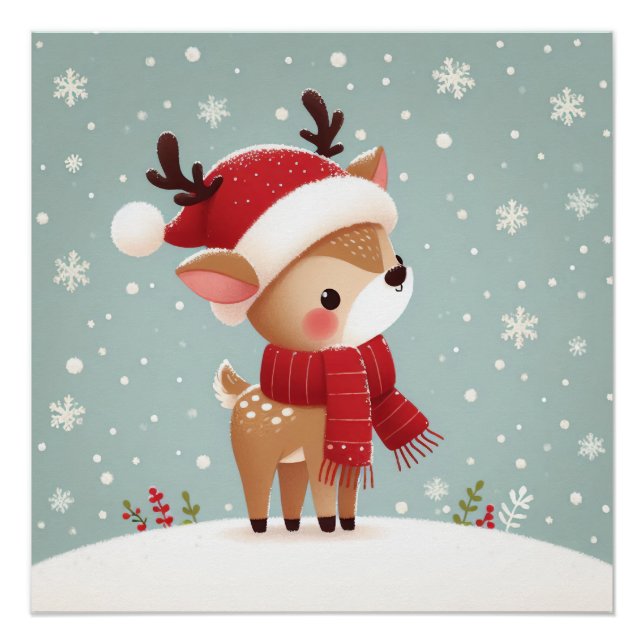 Pôster Reindeer de Natal (Frente)