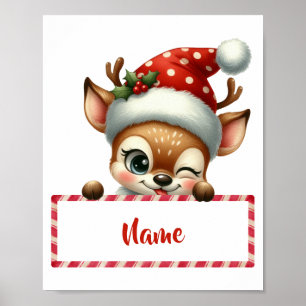 Poster Reindeer de Natal Personalizável e Canas de Doces