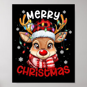 Poster Reindeer Feliz Natal Homens Da Família Xmas Light
