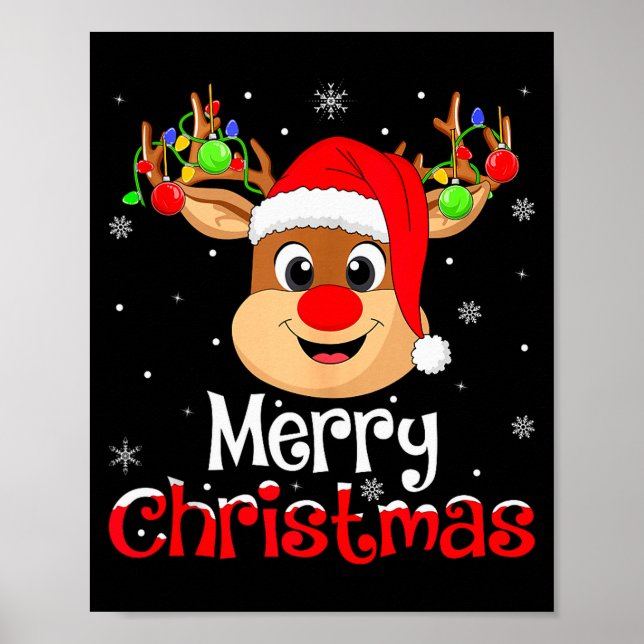 Poster Reindeer Merry Christmas Family Men Women Kids Xma (Frente)