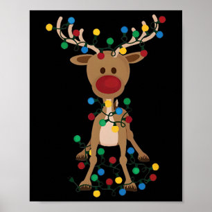Poster Reindeer Natal Xmas Para Mulheres Homens