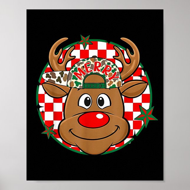Poster Reindeer Rudolph Merry Christmas Xmas Holiday Boys (Frente)