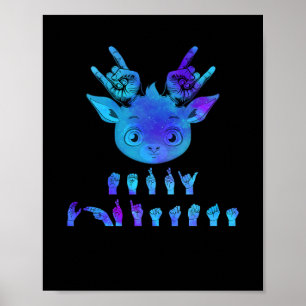 Poster Reindeer surdo de Natal surdo surdo Asl Awarenes