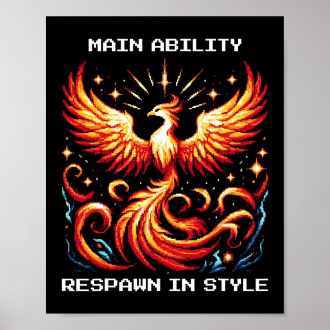 Poster Reiniciar com Estilo Phoenix Pixel Revival Arte de (Frente)