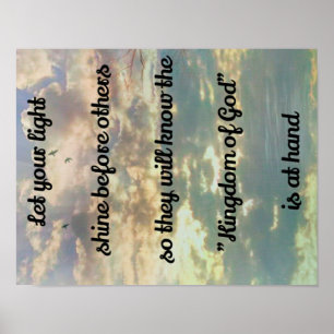 Pôster "Reino citações espirituais do deus" no céu com