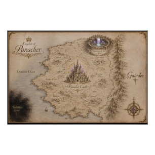 Pôster Reino do Cartaz de Arte do Mapa Fantasia Panacher
