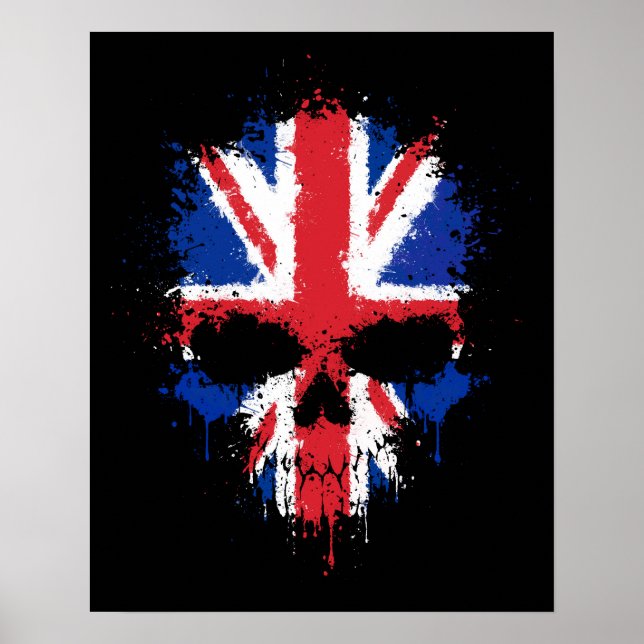 Poster Reino Unido Derrubando o crânio do pulverizador (Frente)