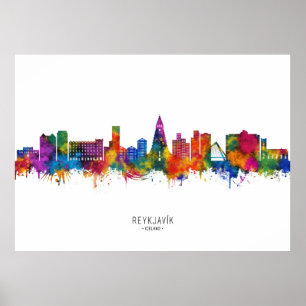 Poster Reiquiavique Islândia Skyline