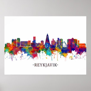 Poster Reiquiavique Islândia Skyline