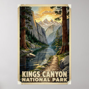 Poster Reis do Parque Nacional Kings Canyon em Aquarela R