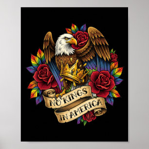 Poster Reis na América Rosas Patrióticas LGBTQ Águia EUA