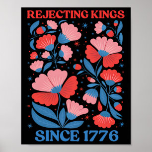 Poster Rejeitando Reis Retrô Desde 1776 Boho Floral Mulhe