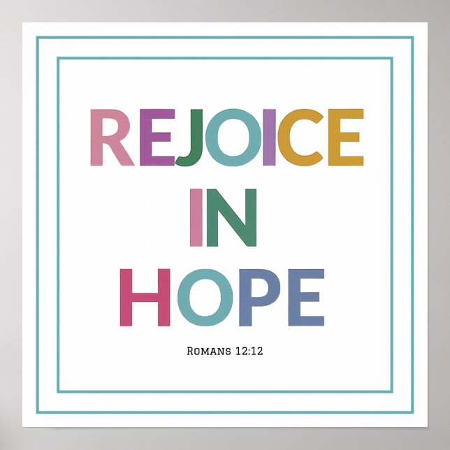 Poster Rejoice In Hope Bible Verse Christian Minimalist (Frente)