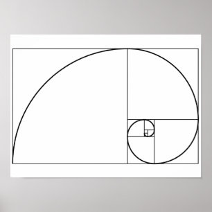 Pôster Relação dourada espiral de Fibonacci
