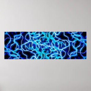 Poster Relâmpago de Néon Blue Tesla