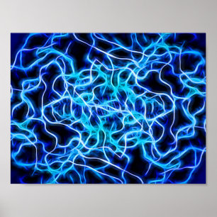 Pôster Relâmpago de Néon Blue Tesla