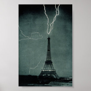 Poster Relâmpago em choque com a Torre Eiffel