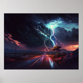 Poster Relâmpago na árvore