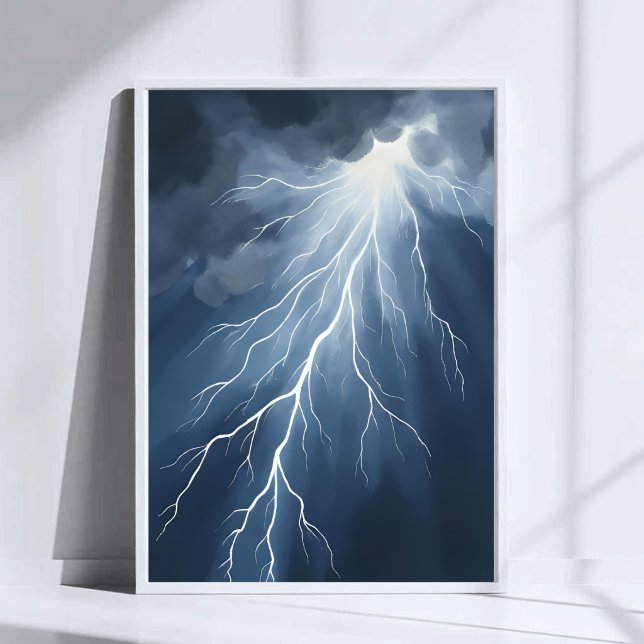Poster Relâmpagos | Aquarela de Céu Tempestuoso (Criador carregado)