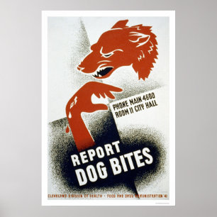 Poster Relate mordidas de cão WPA 1941