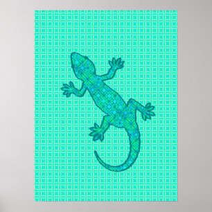 Pôster Relato Tribal Gecko - turquesa / pavão
