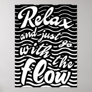 Poster Relax and just go with the flow, waves version
