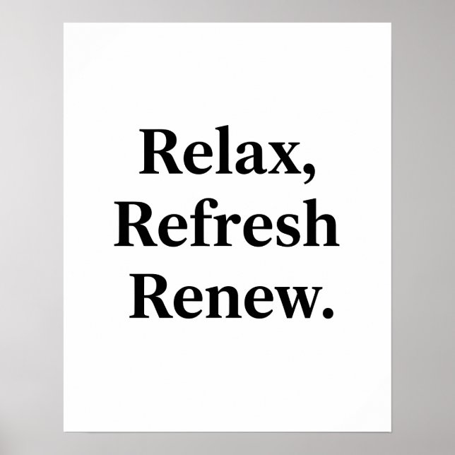 Poster Relax Refresh Renew Bathroom Wall Art (Frente)
