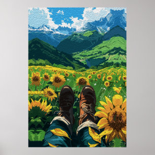 Poster Relaxamento no Paraíso de Girassol