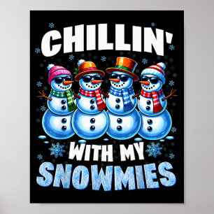 Poster Relaxando Com Meus Amigos de Neve Boneco de Neve N