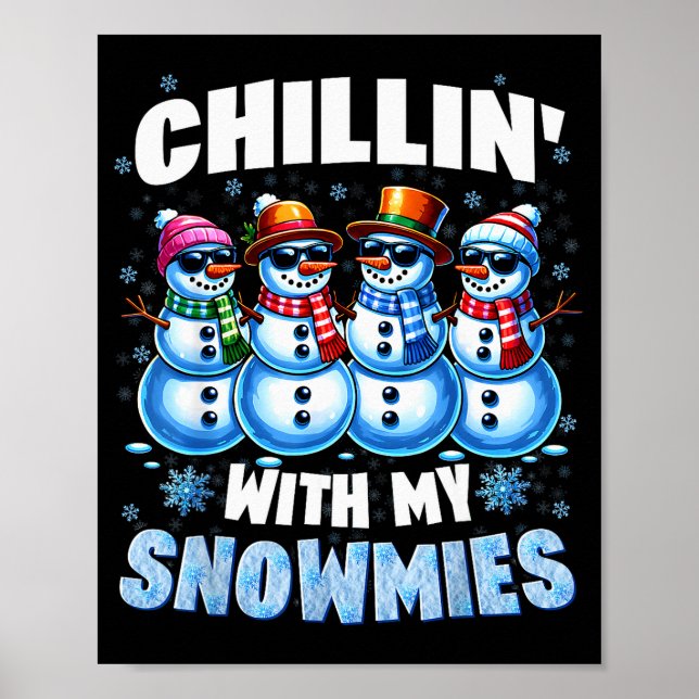 Poster Relaxando Com Meus Amigos de Neve Boneco de Neve N (Frente)
