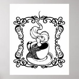 Poster Relaxando com uma taça quente de café